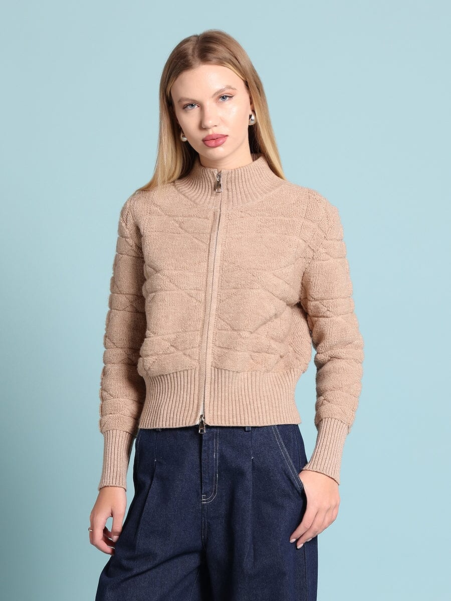 Zip up long sleeve textured jacket - Image 3