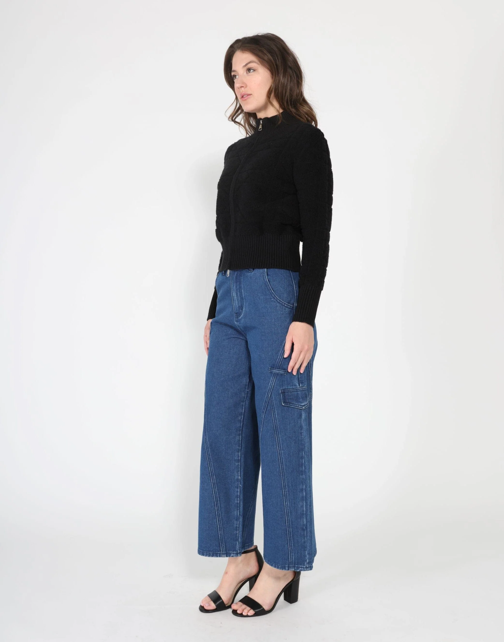 Zip up long sleeve textured jacket - Image 6