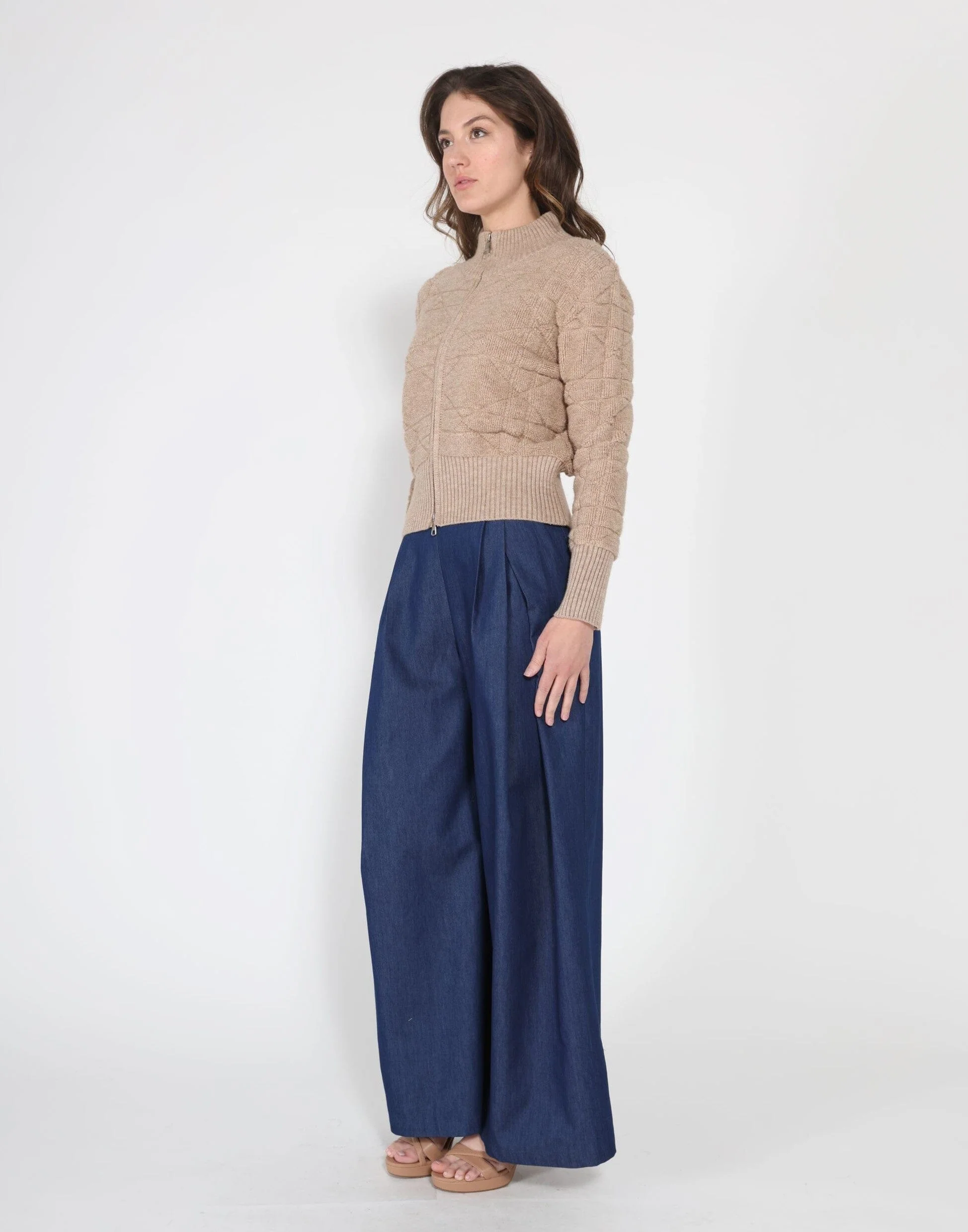 Zip up long sleeve textured jacket - Image 9