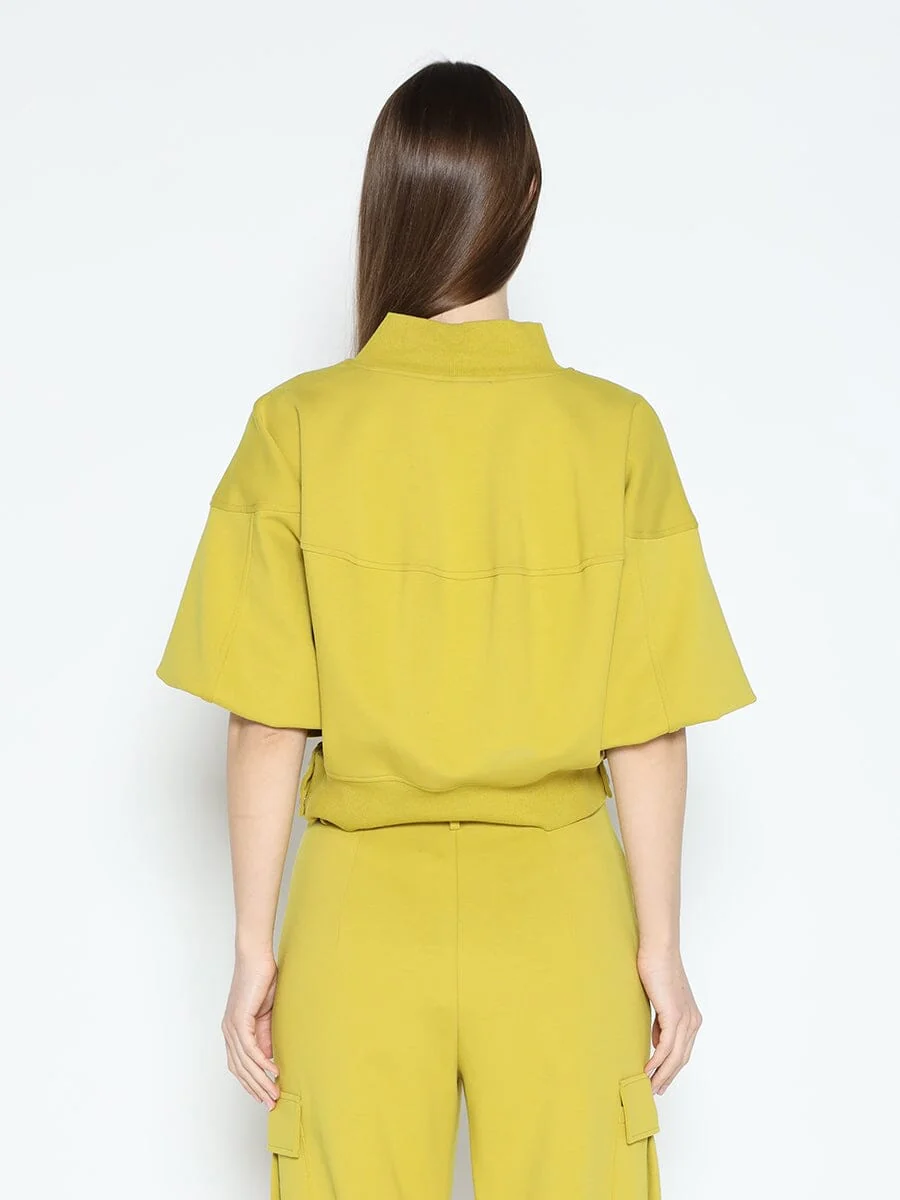 Zip-Up Split Side Puff Sleeve Jacket - Image 8